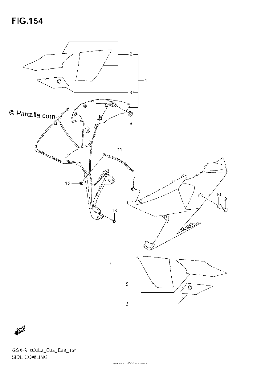 Diagrama de SIDE COWLING GSX R1000ZL3 E33