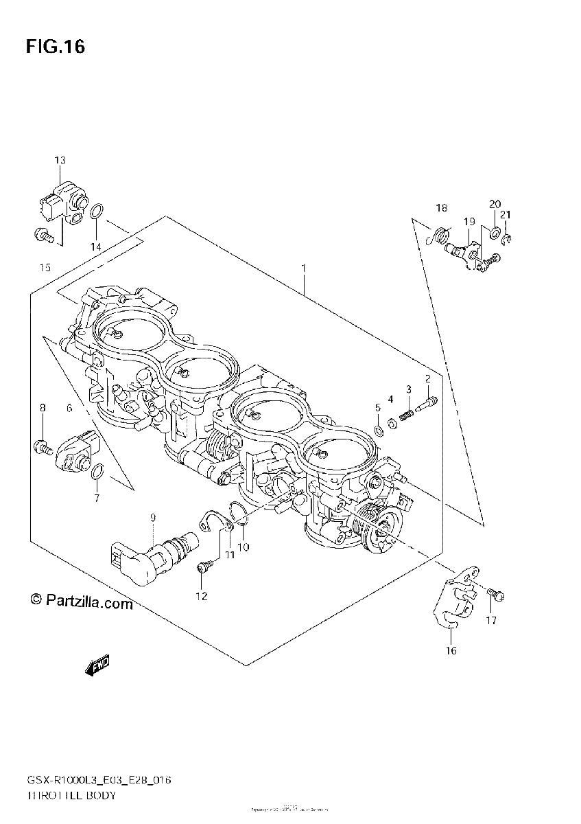 Diagrama de THROTTLE BODY GSX R1000ZL3 E28