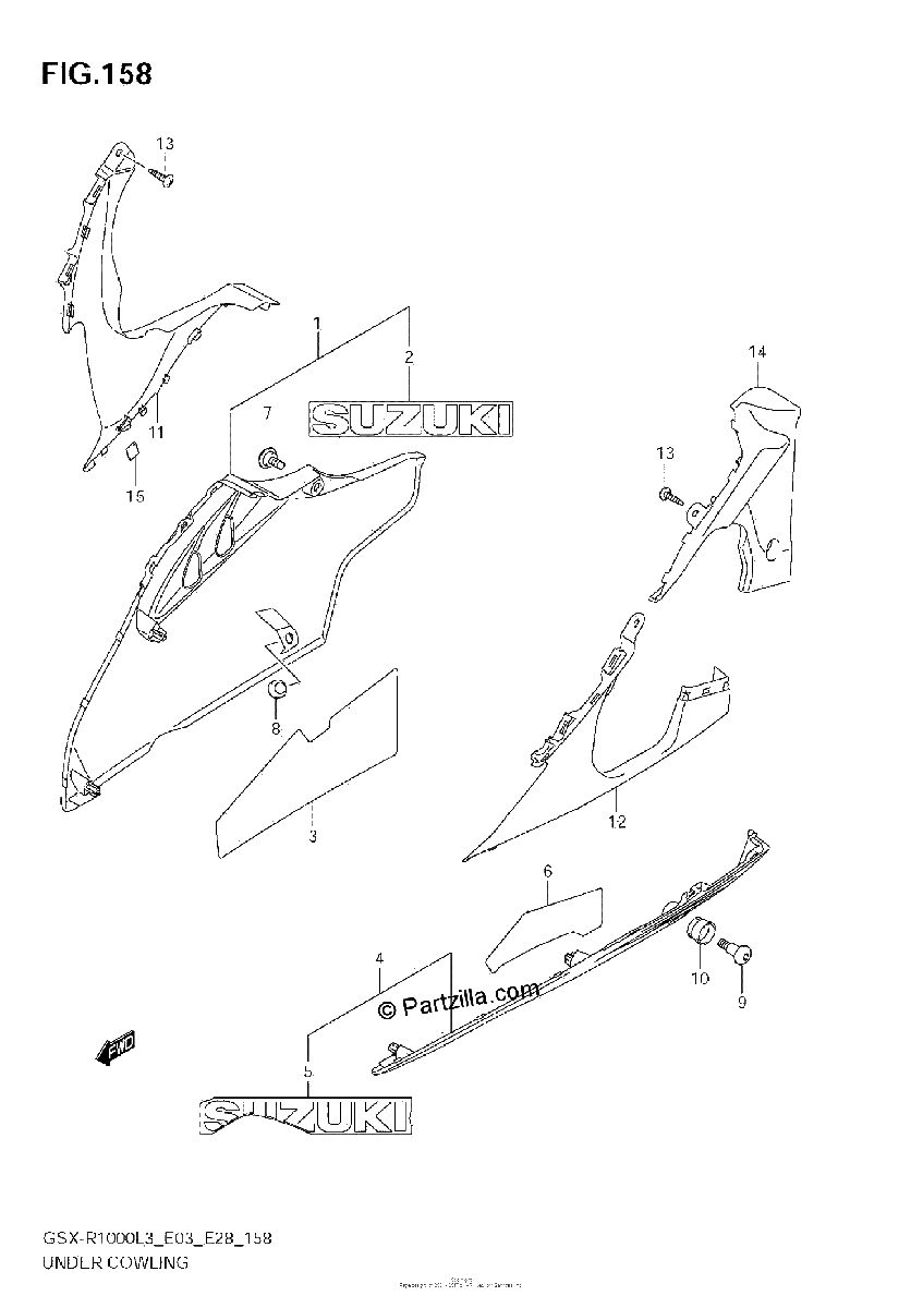 Diagrama de UNDER COWLING GSX R1000ZL3 E03
