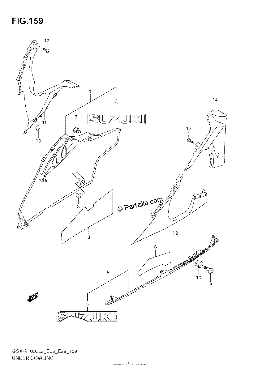 Diagrama de UNDER COWLING GSX R1000ZL3 E28