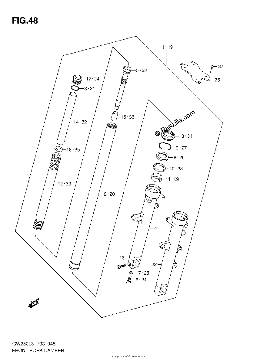 Diagrama de FRONT FORK DAMPER
