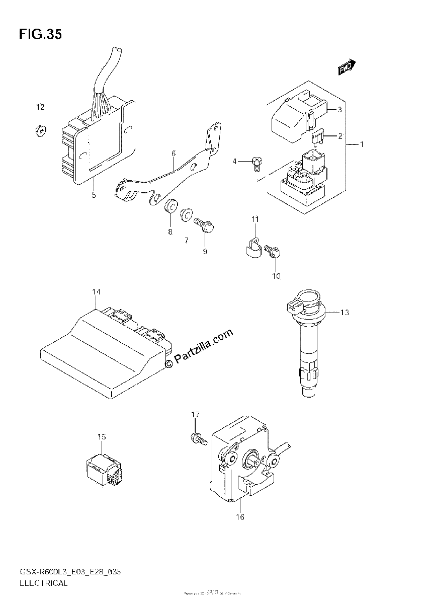Diagrama de ELECTRICAL GSX R600L3 E28