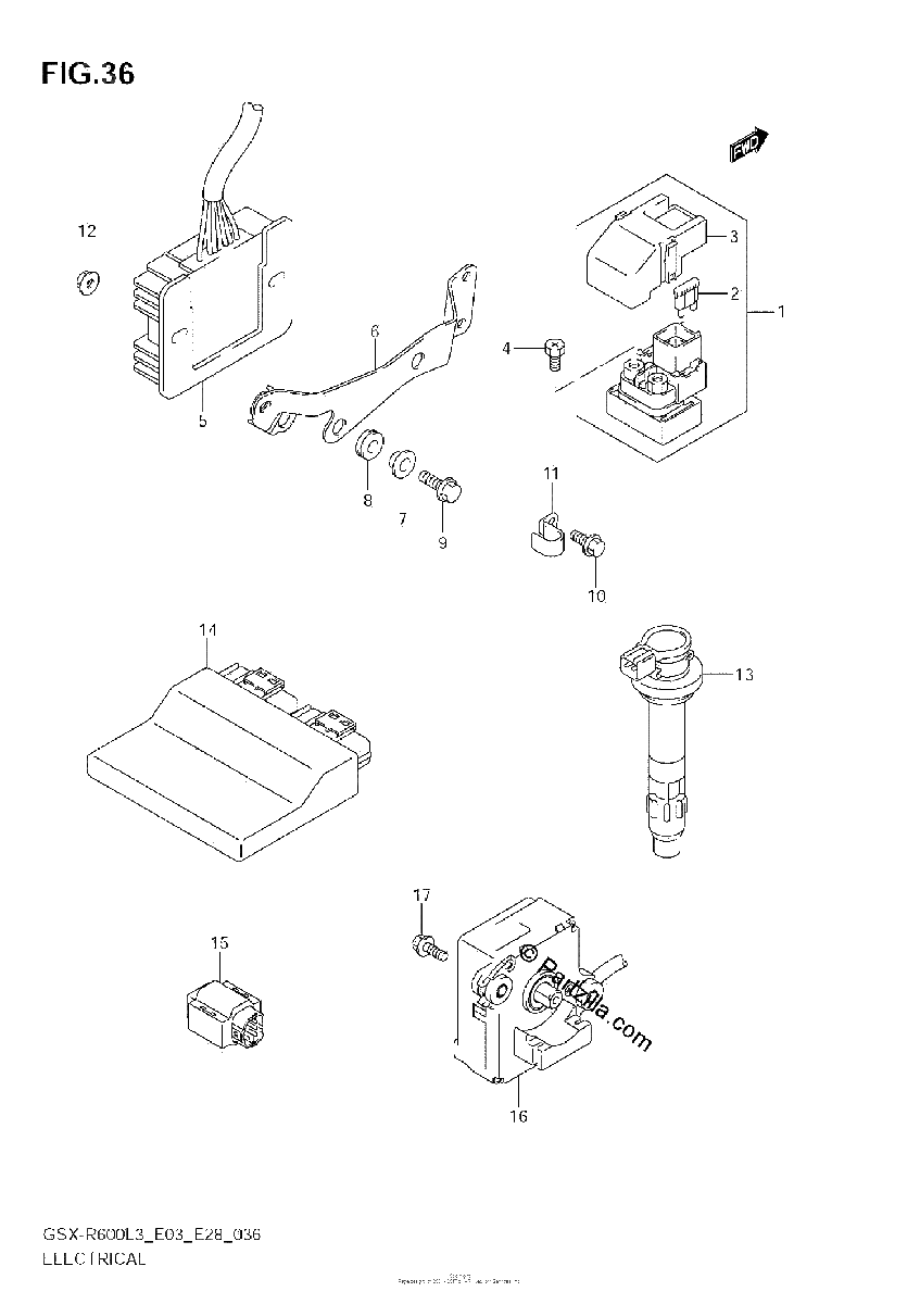 Diagrama de ELECTRICAL GSX R600L3 E33