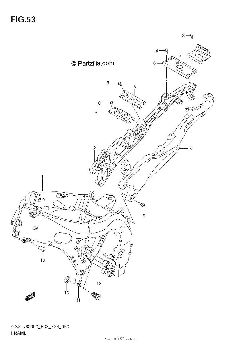 Diagrama de FRAME GSX R600L3 E03
