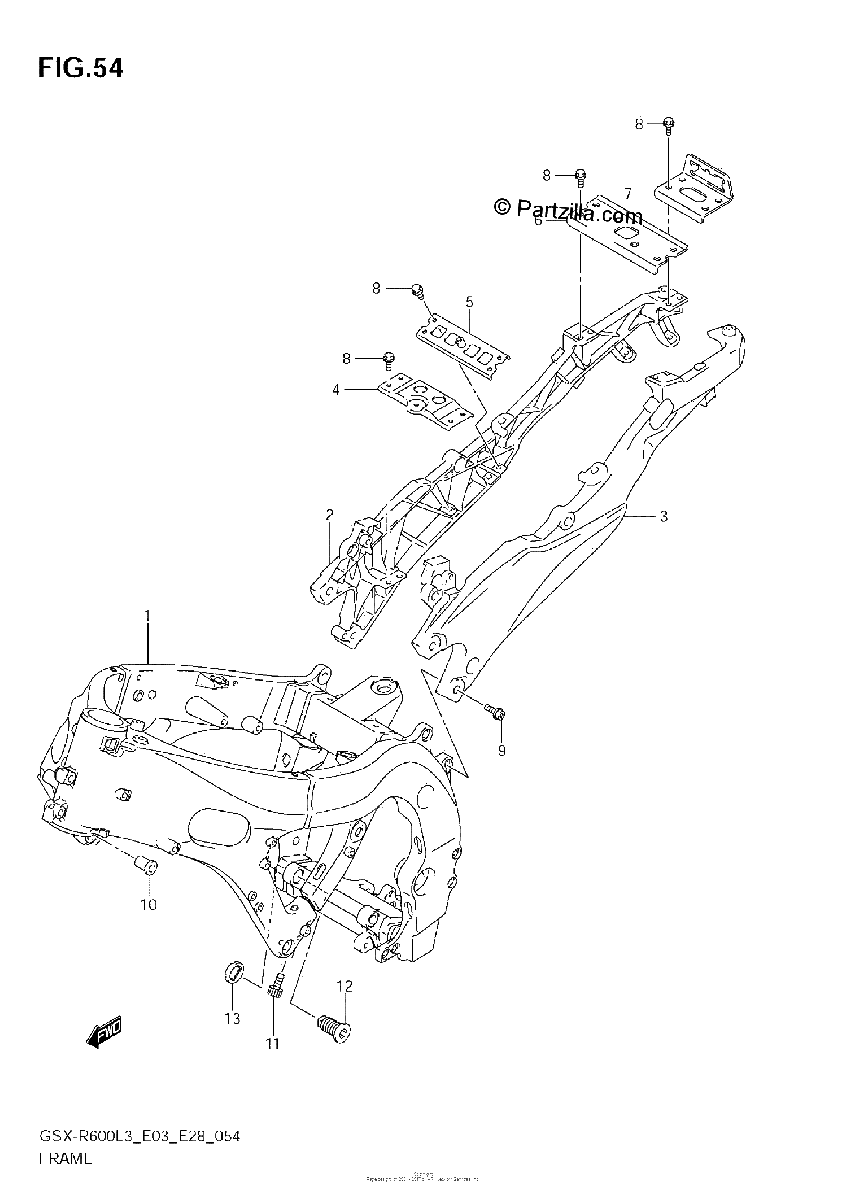 Diagrama de FRAME GSX R600L3 E28