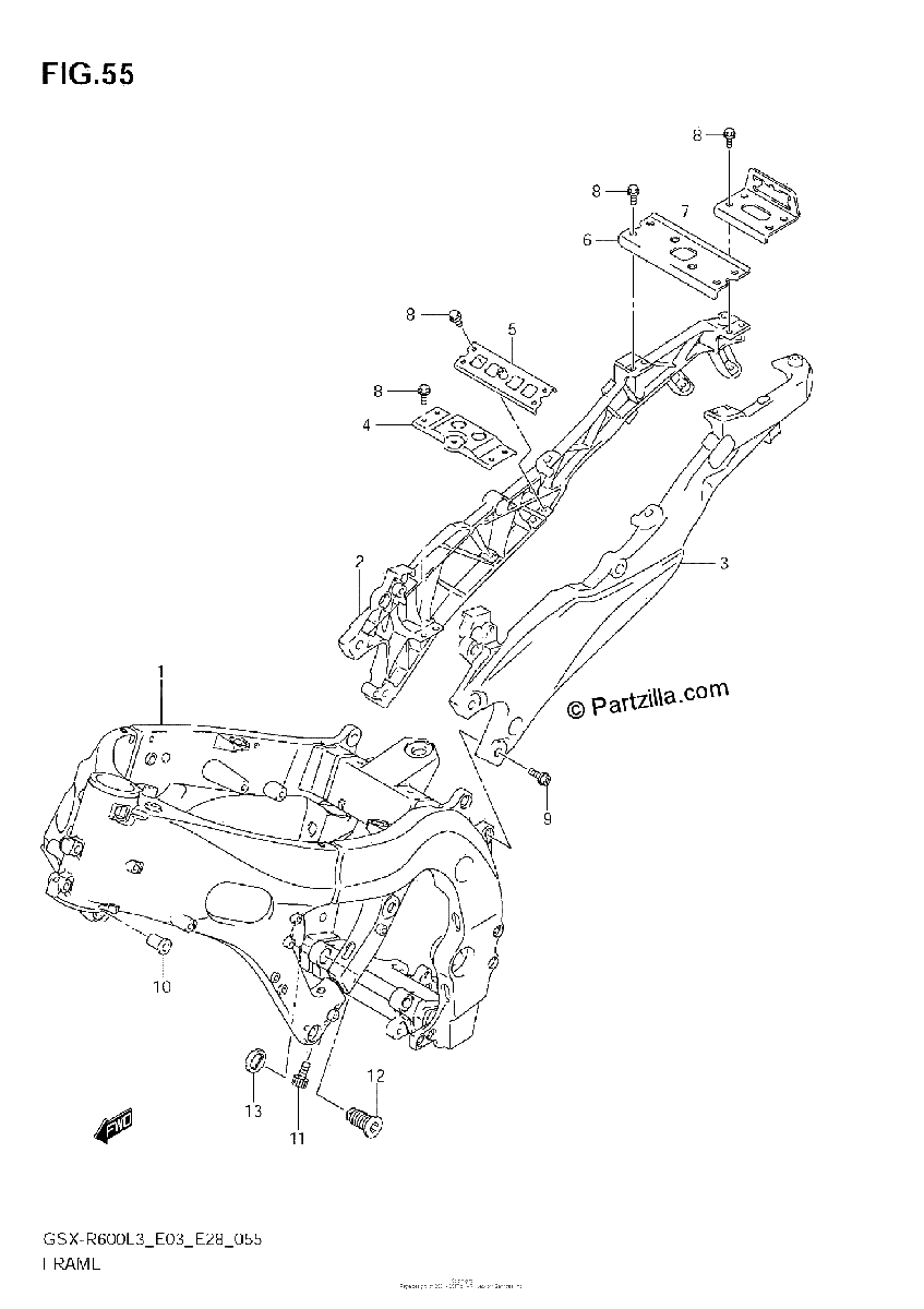 Diagrama de FRAME GSX R600L3 E33