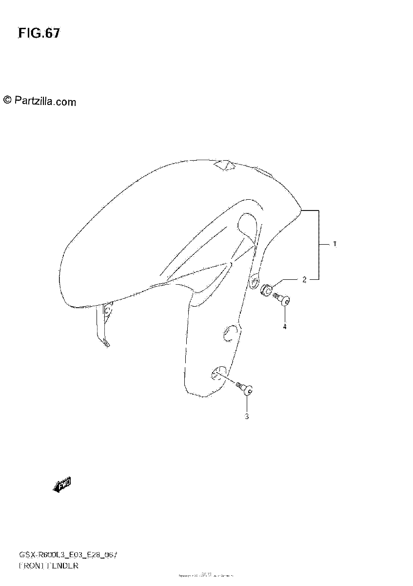 Diagrama de FRONT FENDER GSX R600L3 E03