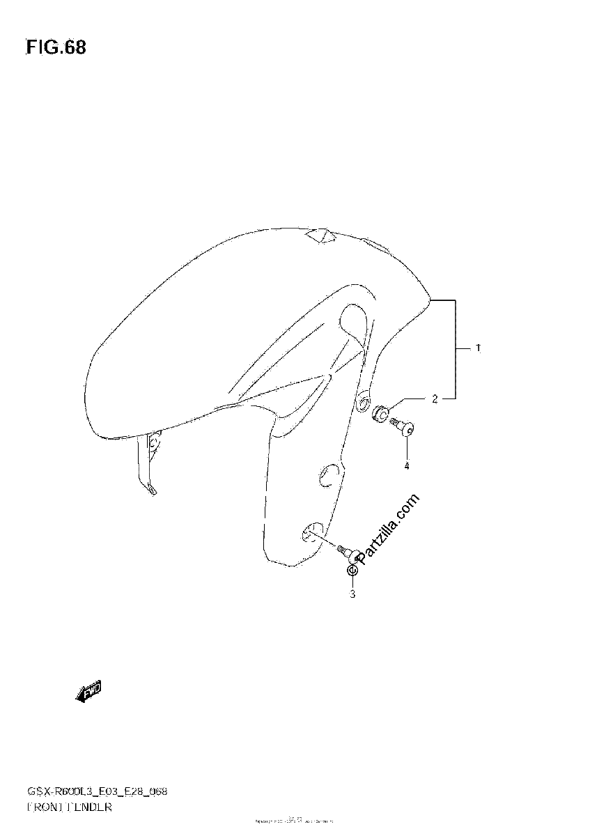 Diagrama de FRONT FENDER GSX R600L3 E28