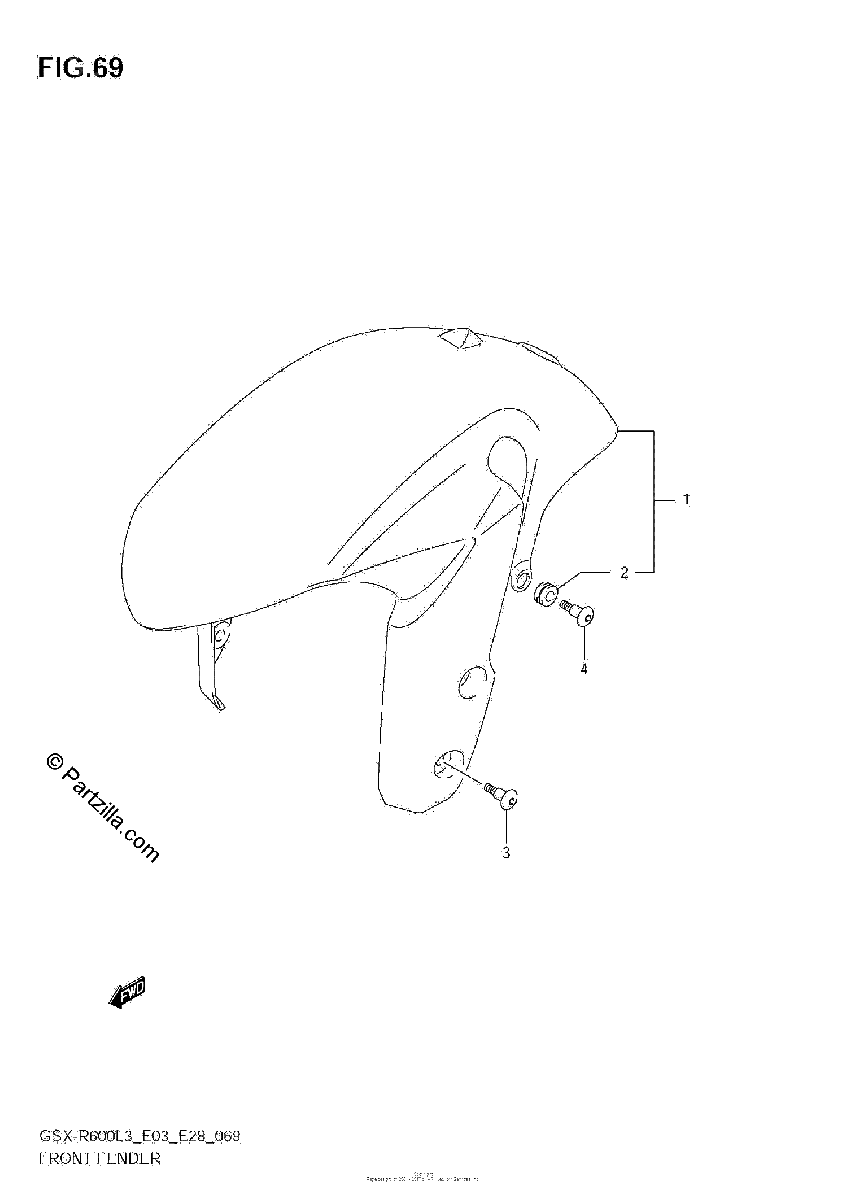 Diagrama de FRONT FENDER GSX R600L3 E33