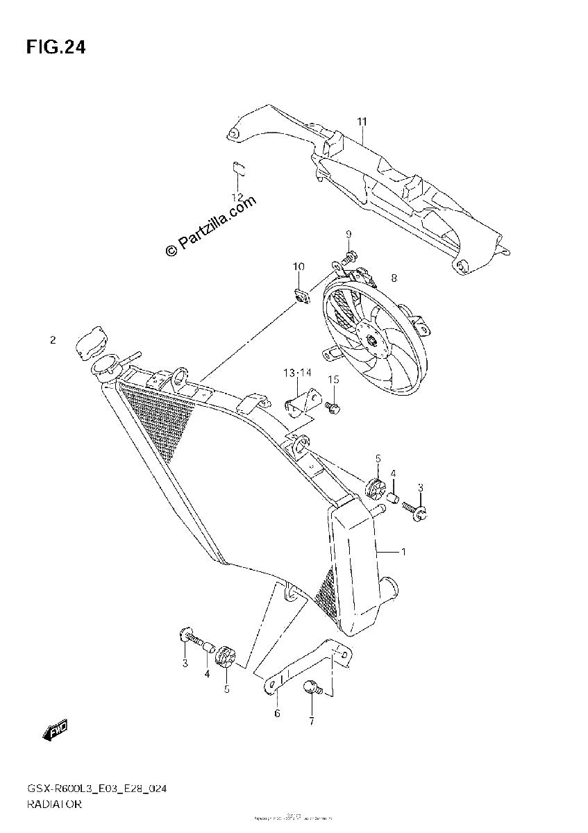 Diagrama de RADIATOR GSX R600L3 E33