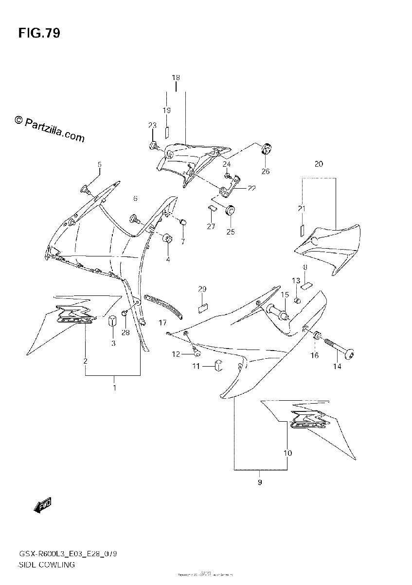 Diagrama de SIDE COWLING AGS AGT