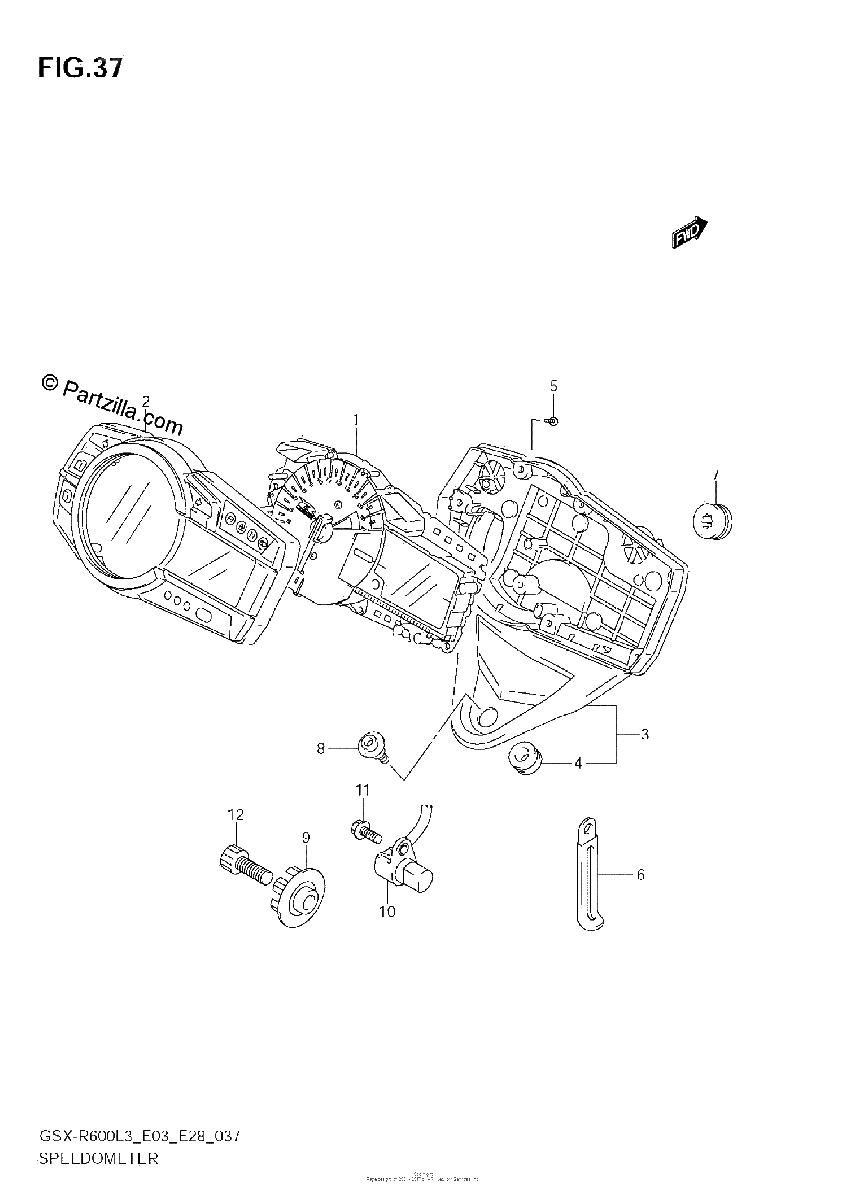 Diagrama de SPEEDOMETER GSX R600L3 E03