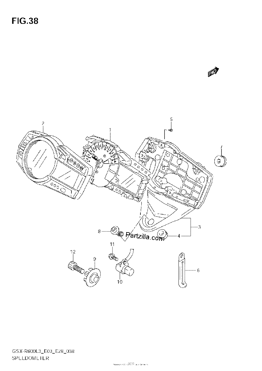 Diagrama de SPEEDOMETER GSX R600L3 E28