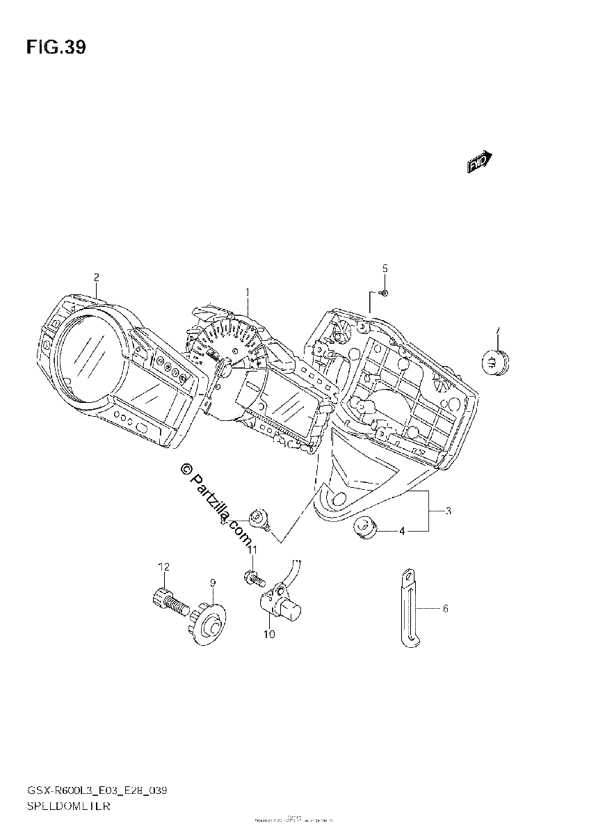 Diagrama de SPEEDOMETER GSX R600L3 E33