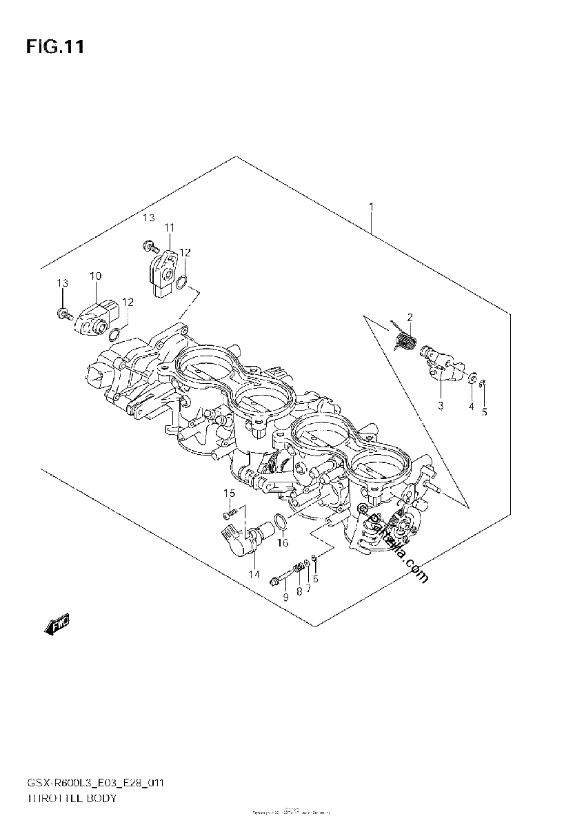 Diagrama de THROTTLE BODY GSX R600L3 E03