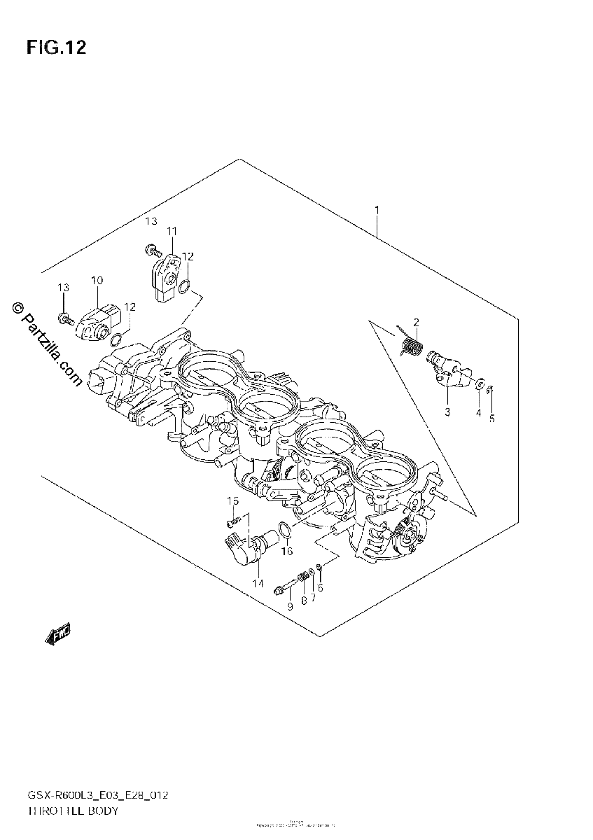 Diagrama de THROTTLE BODY GSX R600L3 E28