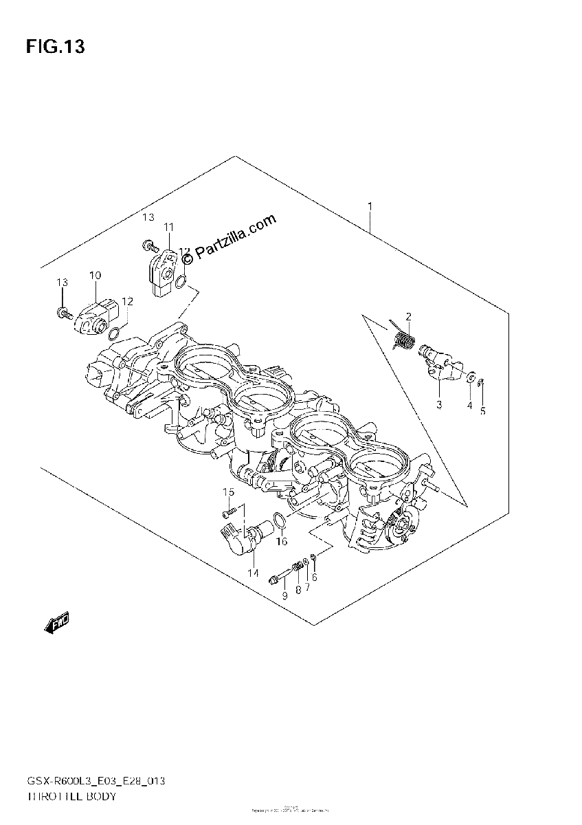 Diagrama de THROTTLE BODY GSX R600L3 E33
