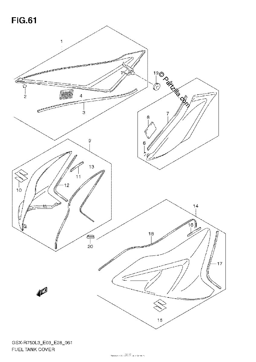 Diagrama de FUEL TANK COVER E03