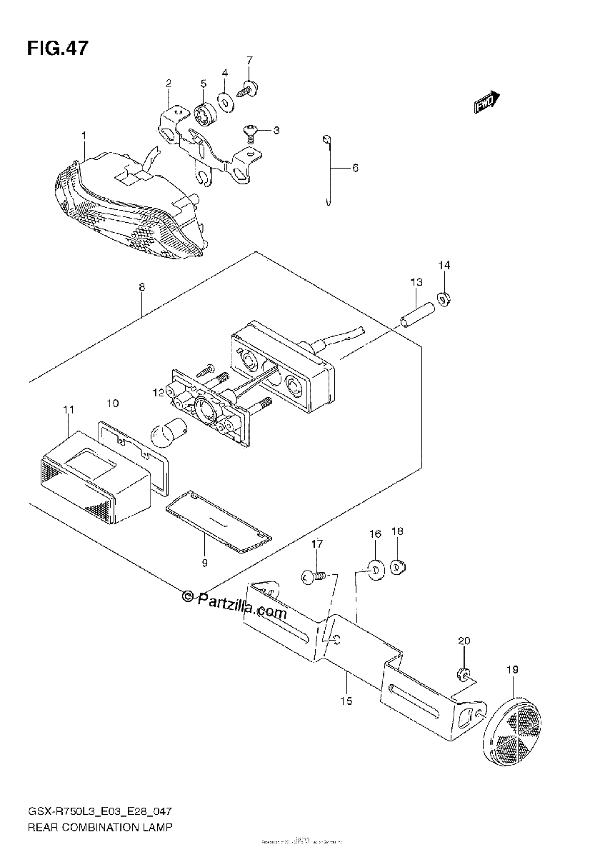 Diagrama de REAR COMBINATION LAMP E03