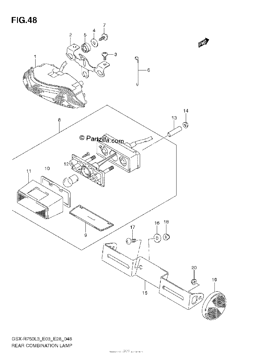 Diagrama de REAR COMBINATION LAMP E28