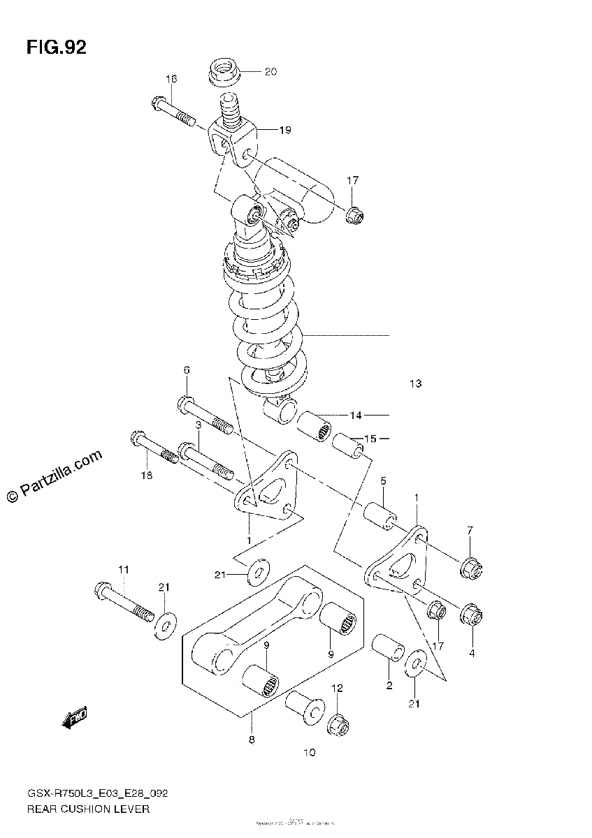 Diagrama de REAR CUSHION LEVER E28
