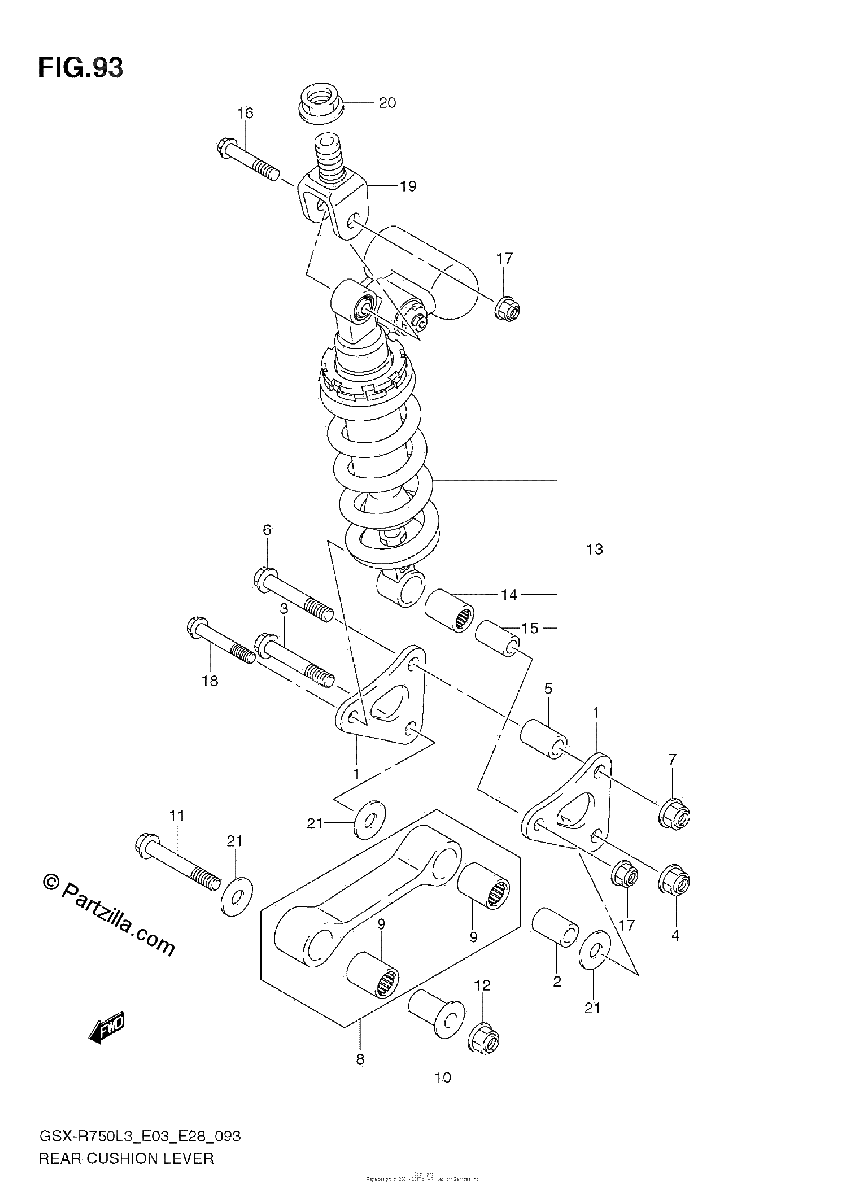Diagrama de REAR CUSHION LEVER E33