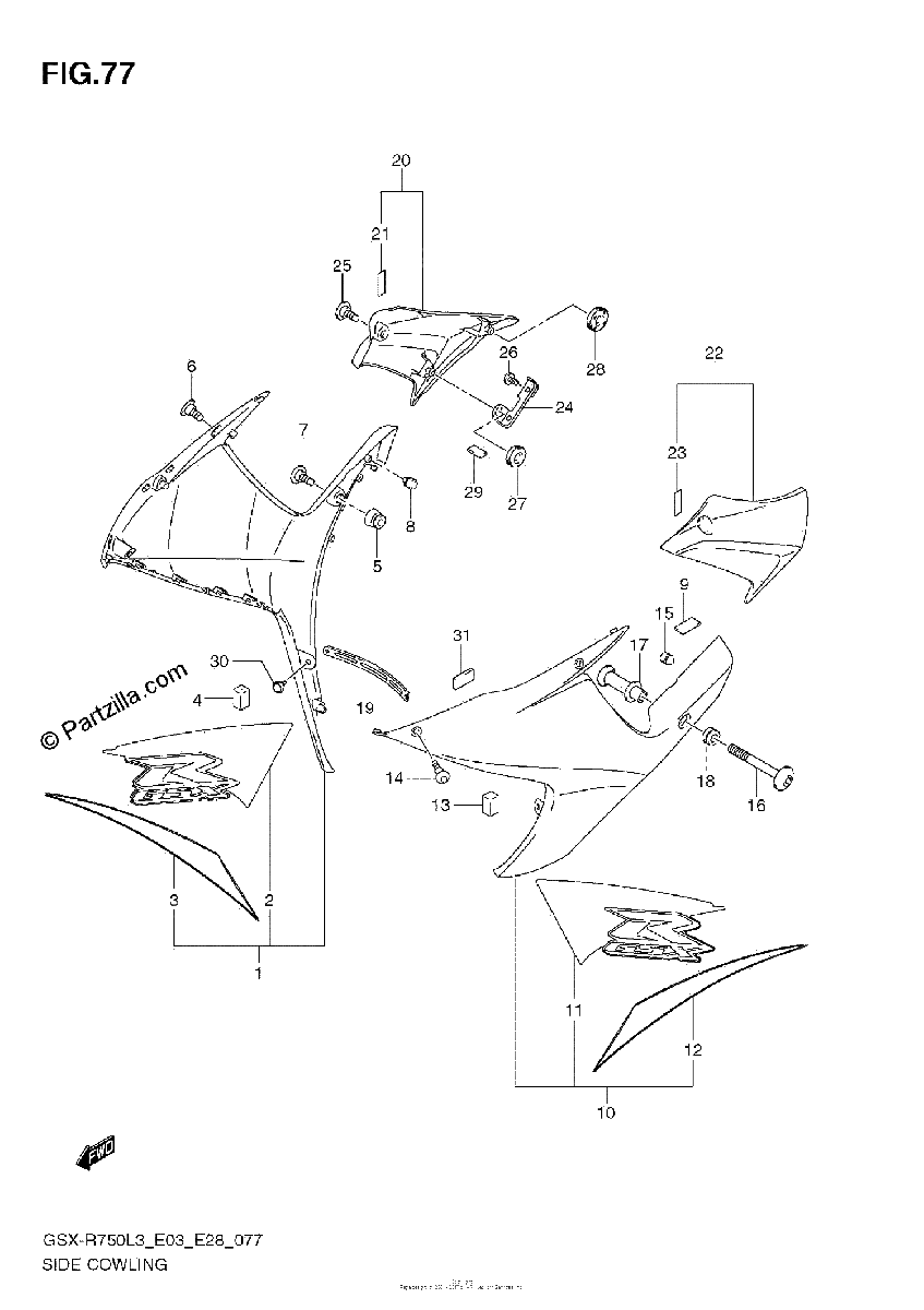 Diagrama de SIDE COWLING AA3