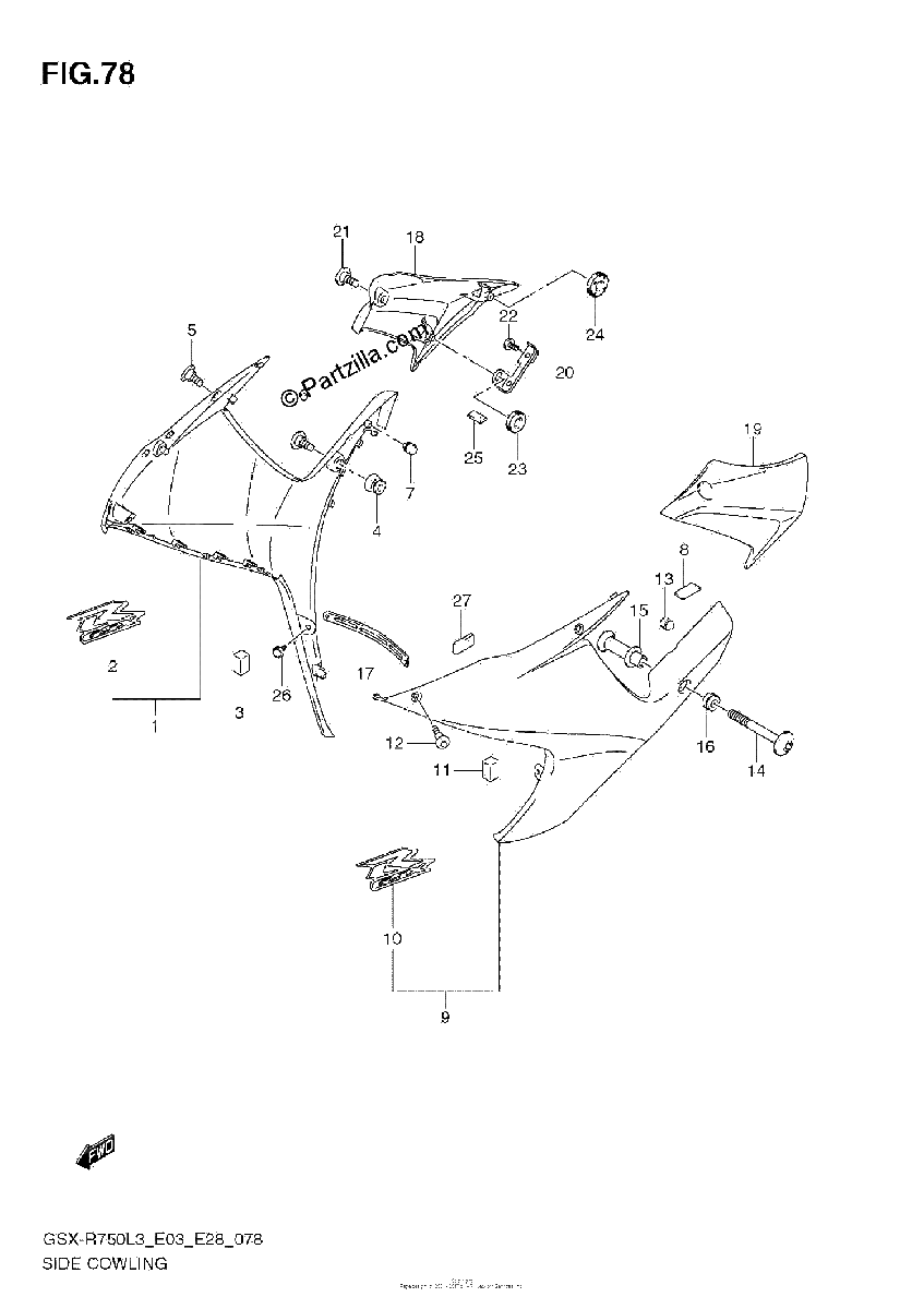Diagrama de SIDE COWLING AGQ