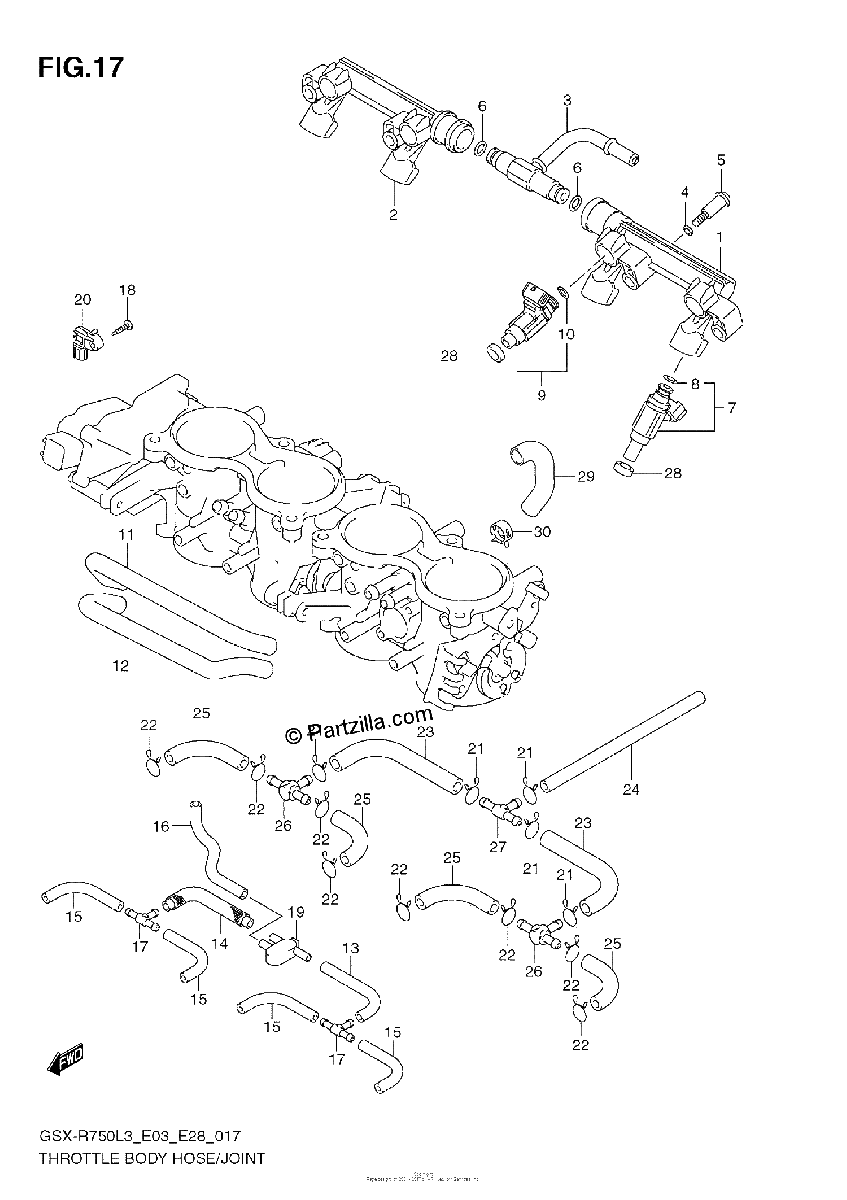 Diagrama de THROTTLE BODY HOSE JOINT E33