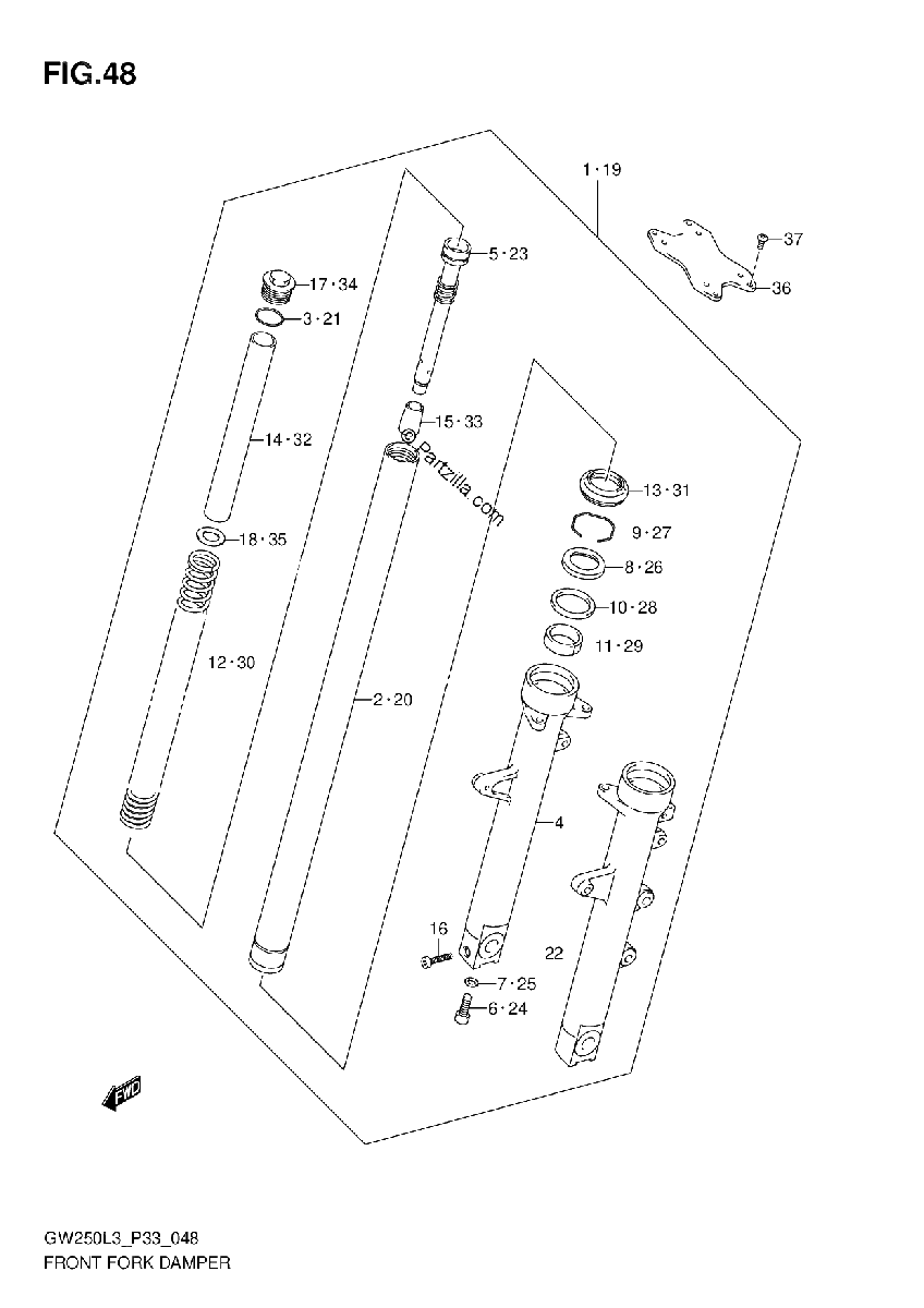 Diagrama de FRONT FORK DAMPER