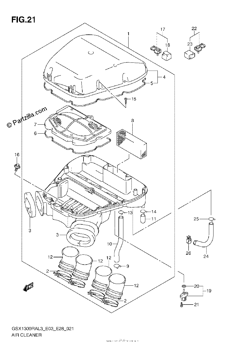 Diagrama de AIR CLEANER GSX1300RAL3 E33