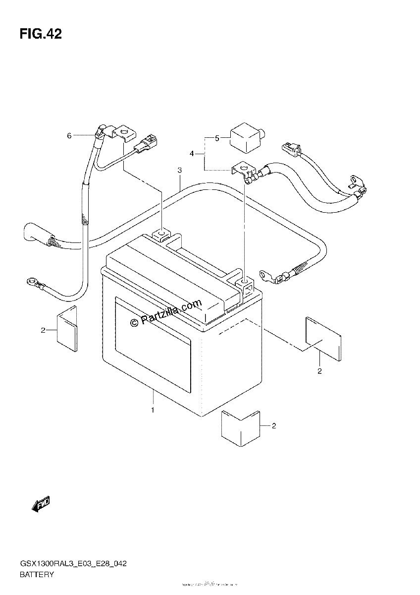 Diagrama de BATTERY GSX1300RAL3 E28