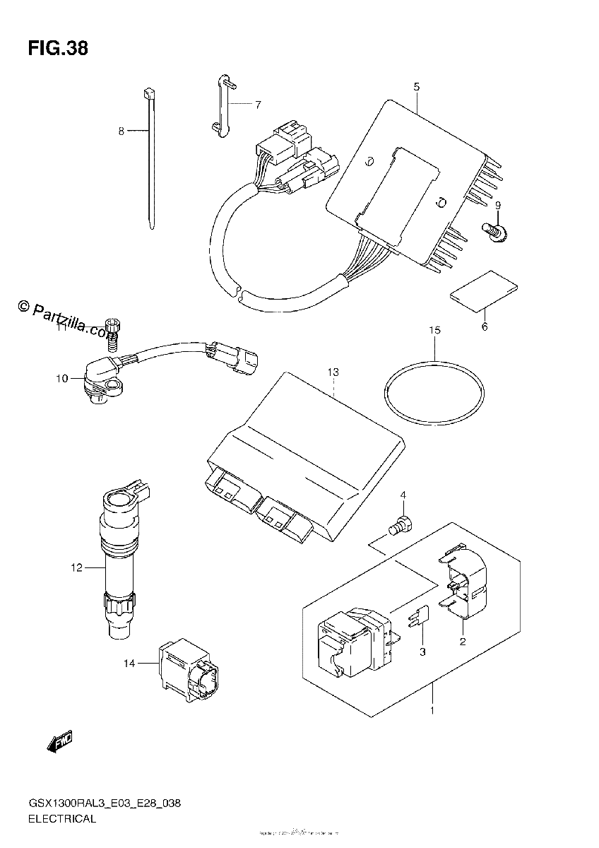 Diagrama de ELECTRICAL GSX1300RAL3 E03