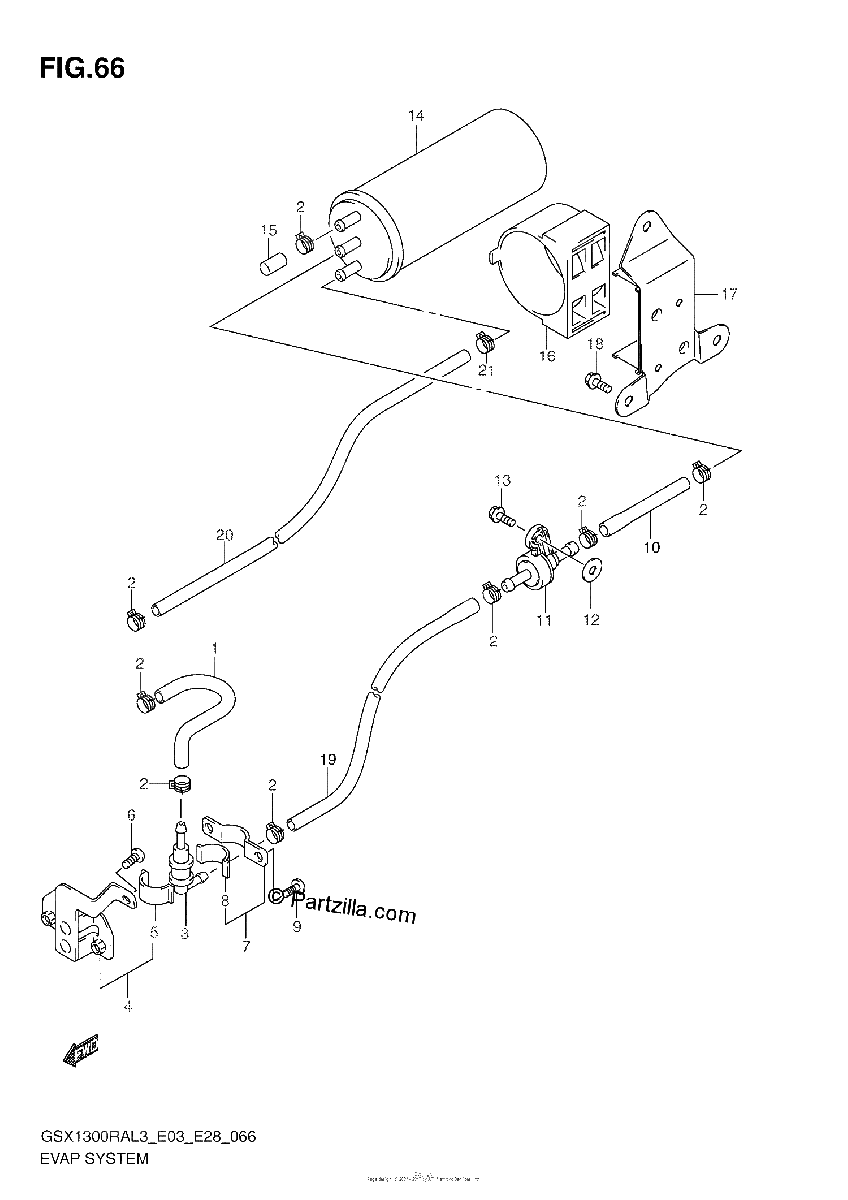 Diagrama de EVAP SYSTEM GSX1300RAL3 E33