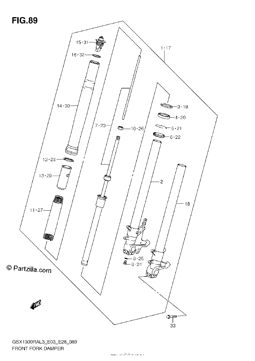 Diagrama de FRONT FORK DAMPER GSX1300RAL3 E33