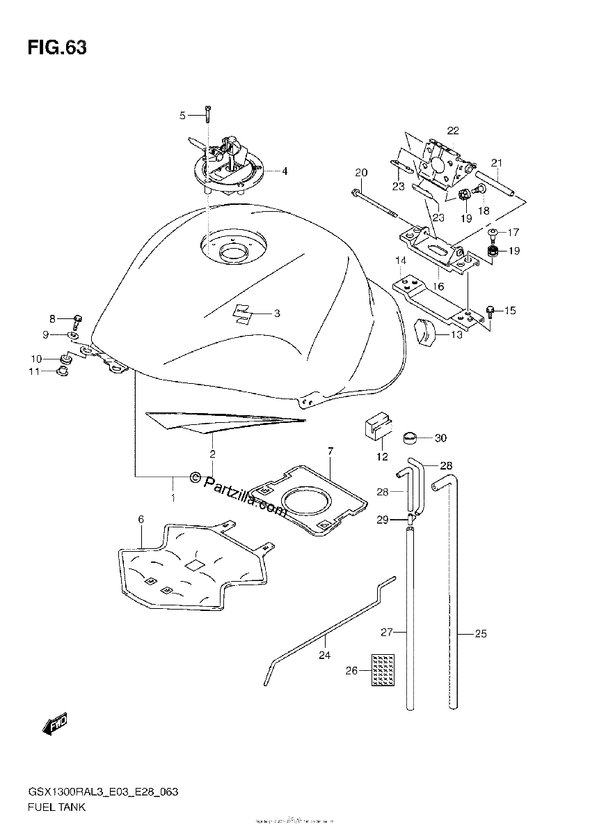 Diagrama de FUEL TANK GSX1300RAL3 E03