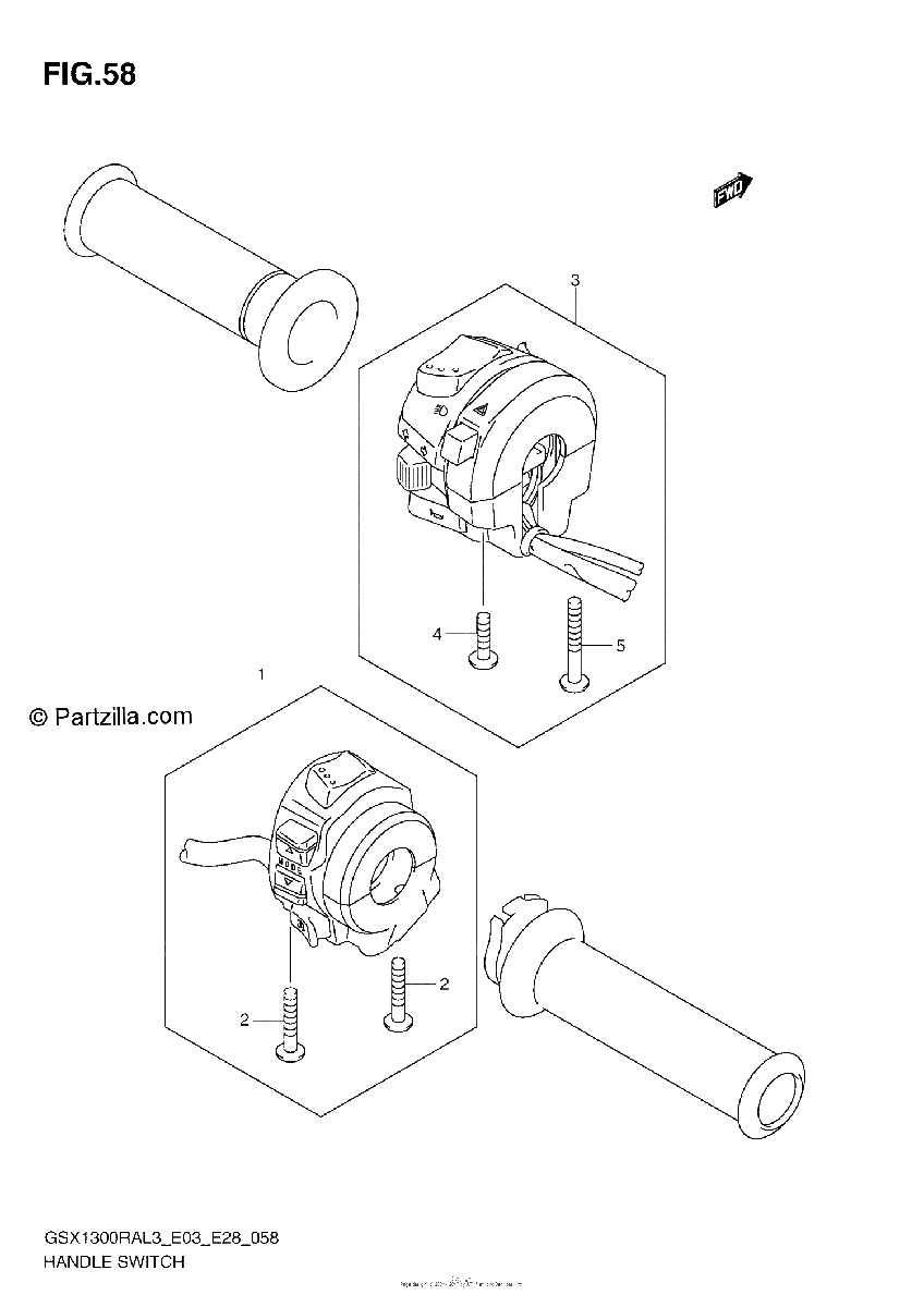 Diagrama de HANDLE SWITCH GSX1300RAL3 E28