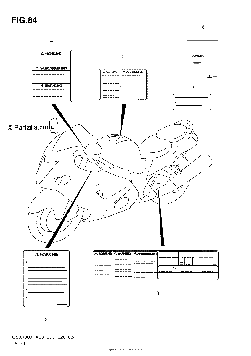 Diagrama de LABEL GSX1300RAL3 E28
