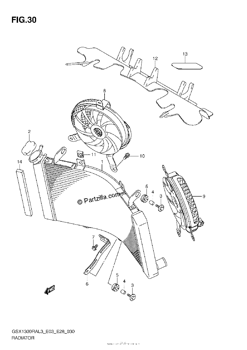 Diagrama de RADIATOR GSX1300RAL3 E33