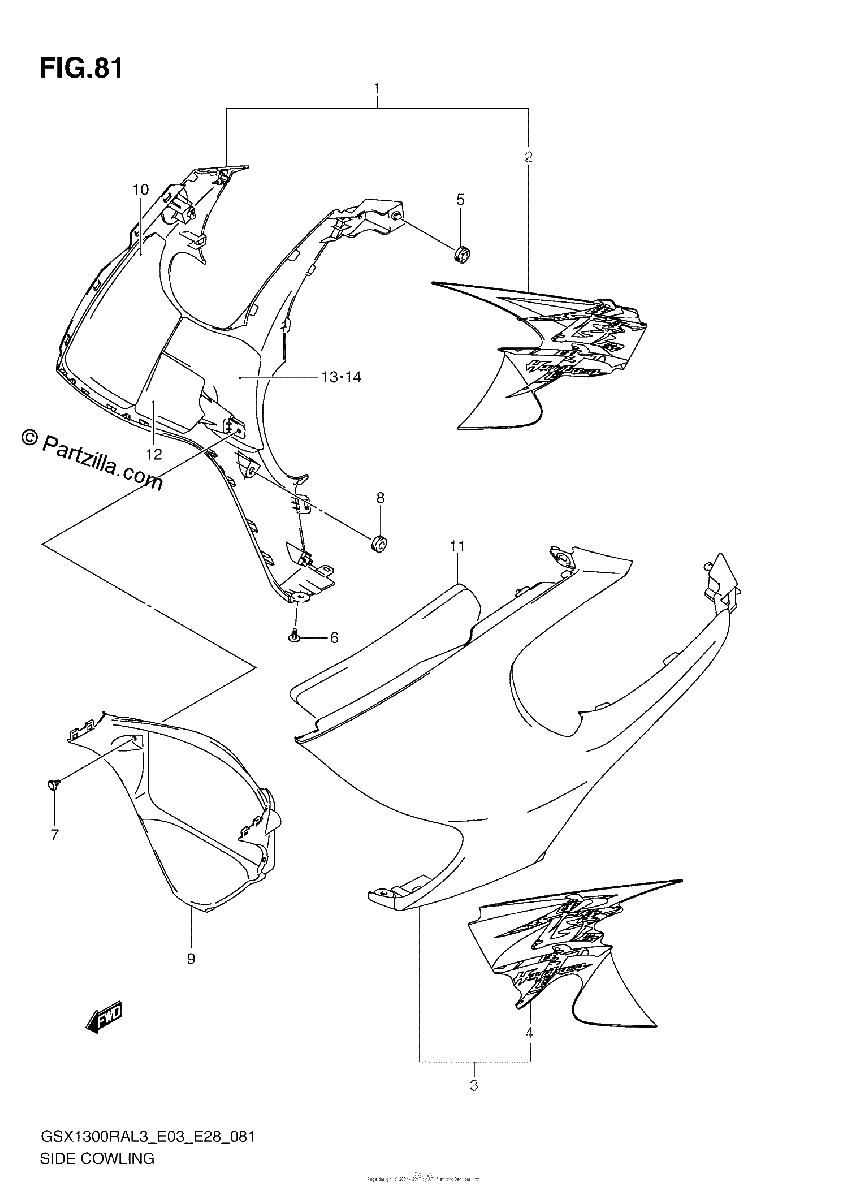 Diagrama de SIDE COWLING