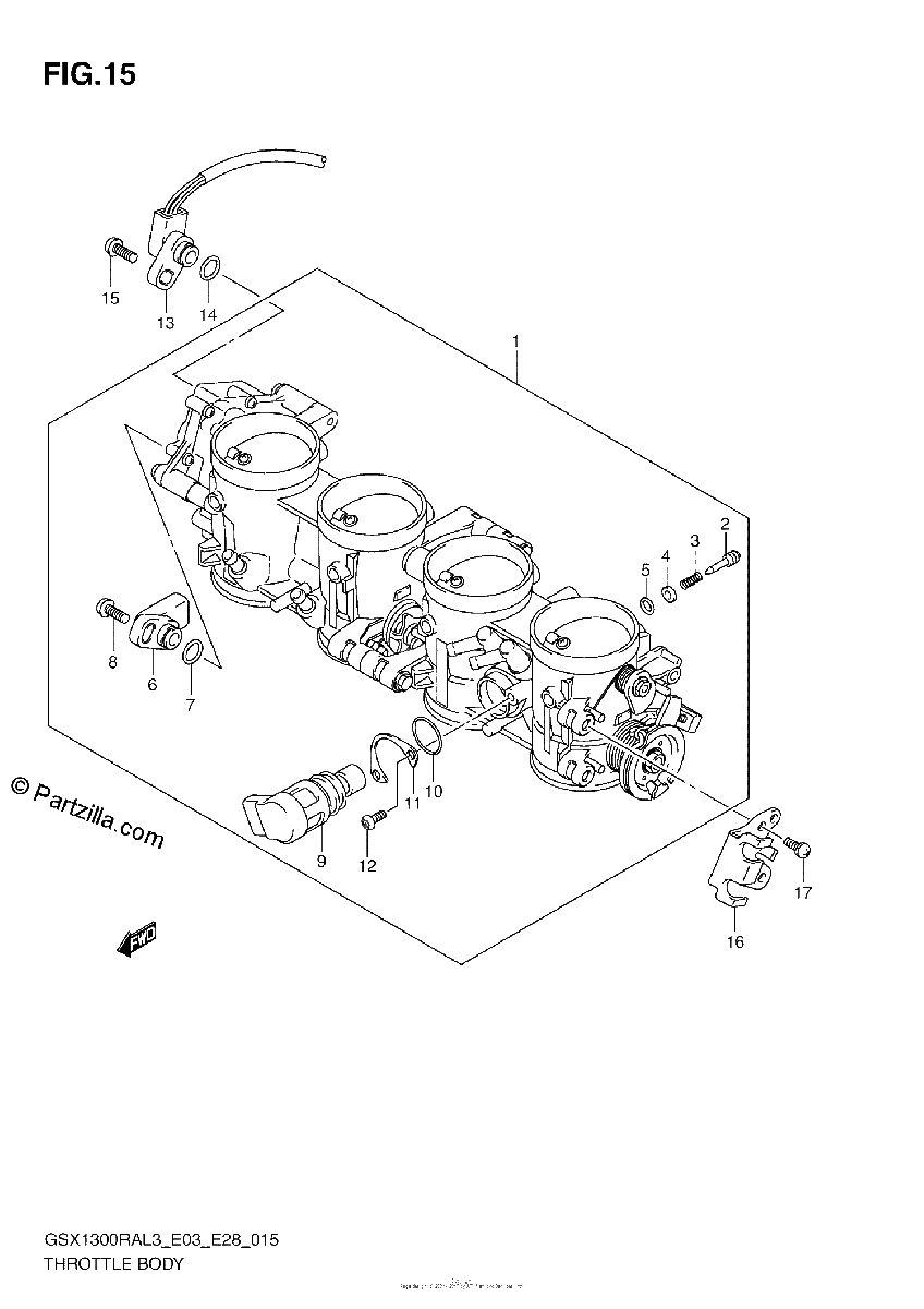 Diagrama de THROTTLE BODY GSX1300RAL3 E33