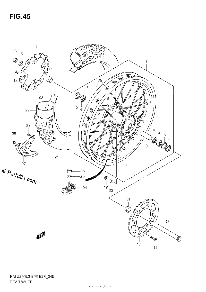 Diagrama de REAR WHEEL