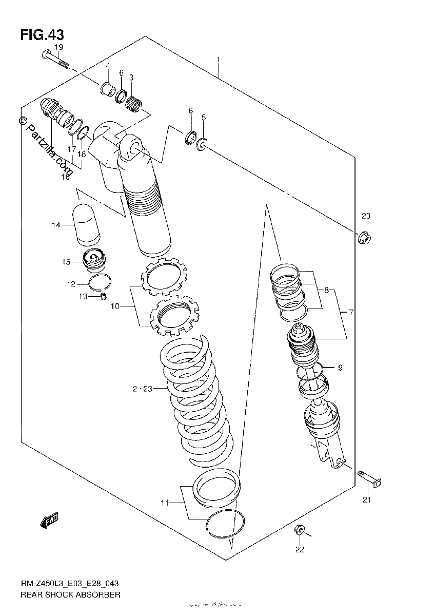 Diagrama de REAR SHOCK ABSORBER RM Z450L3 E28