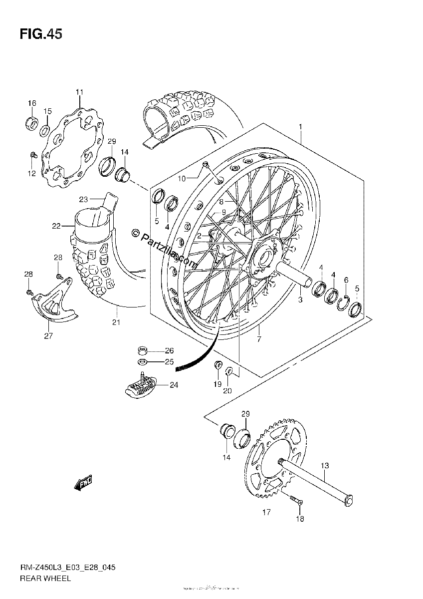Diagrama de REAR WHEEL