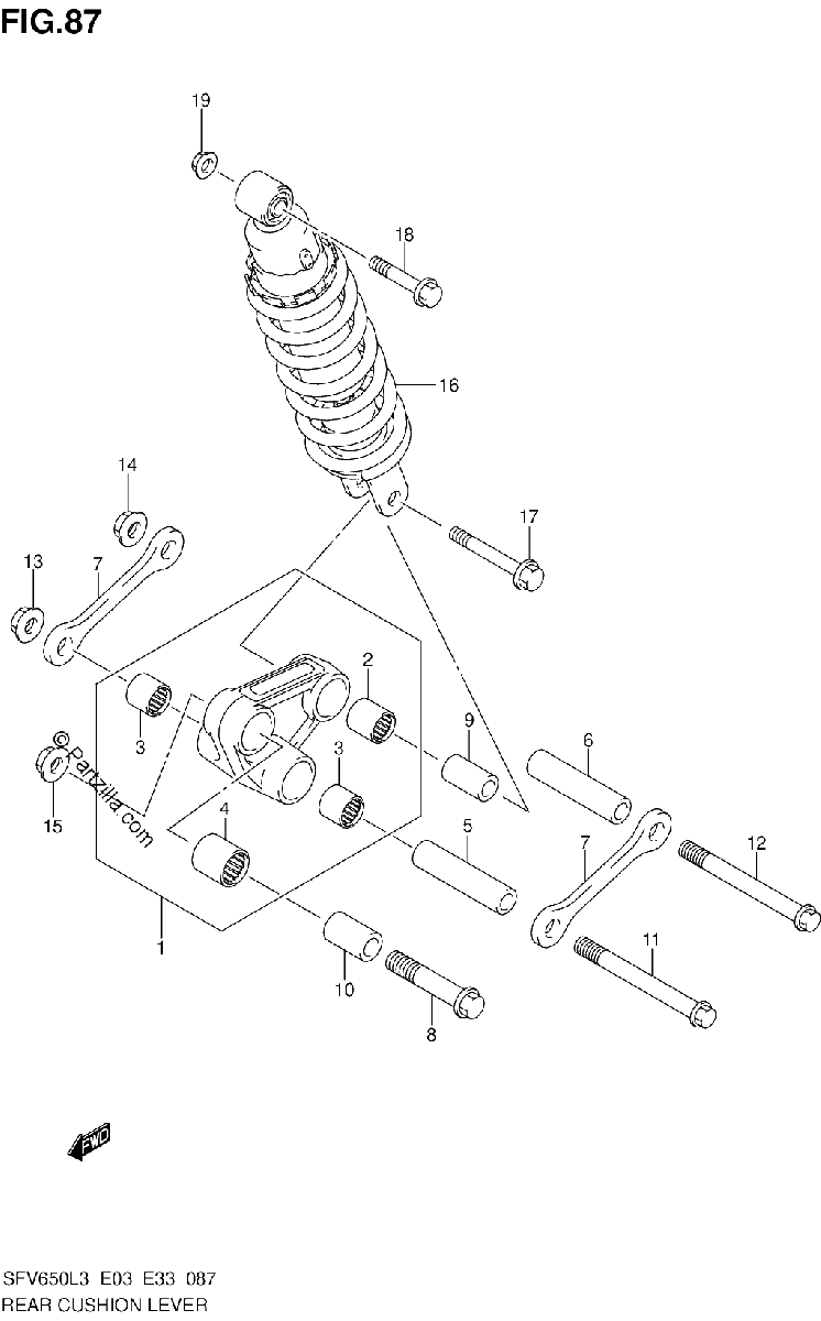 Diagrama de REAR CUSHION LEVER