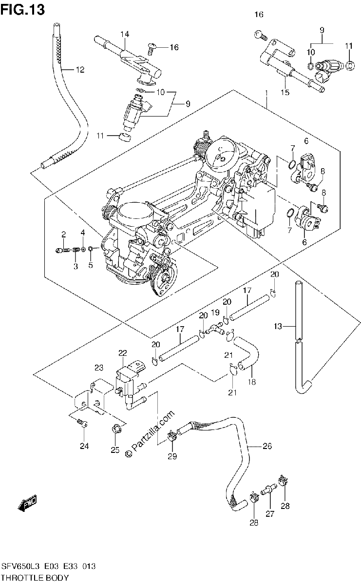 Diagrama de THROTTLE BODY SFV650AL3 E33