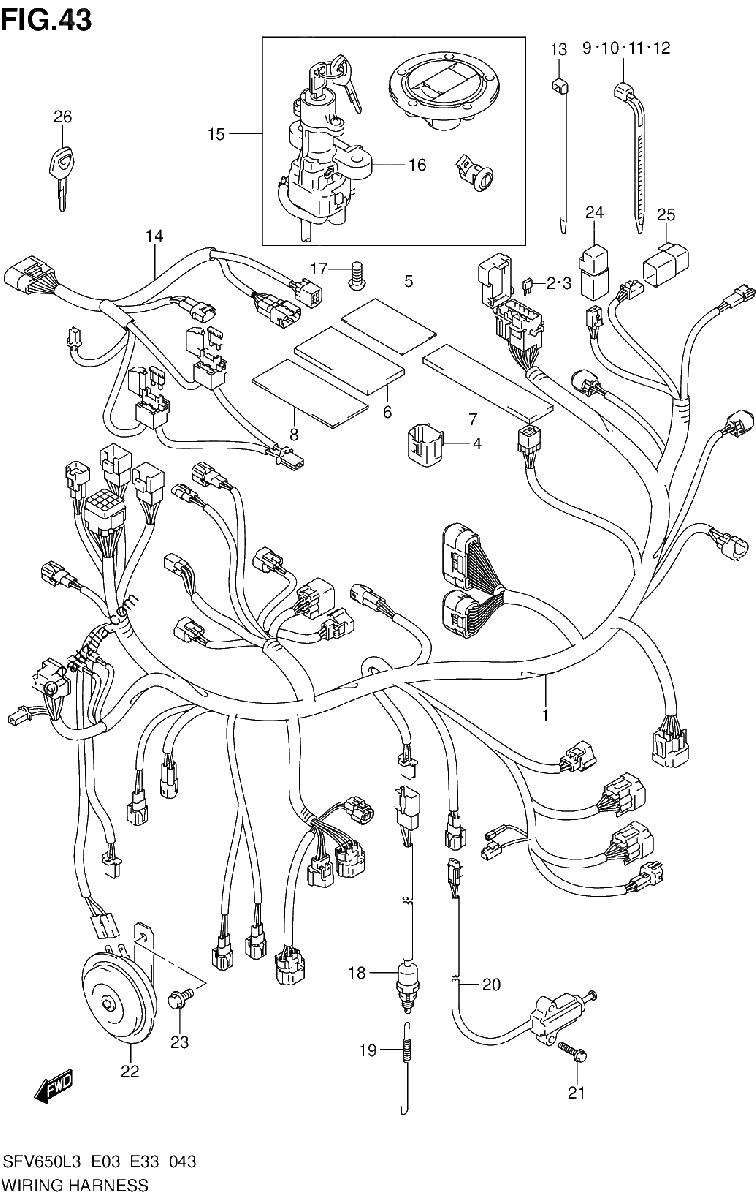Diagrama de WIRING HARNESS SFV650AL3 E33