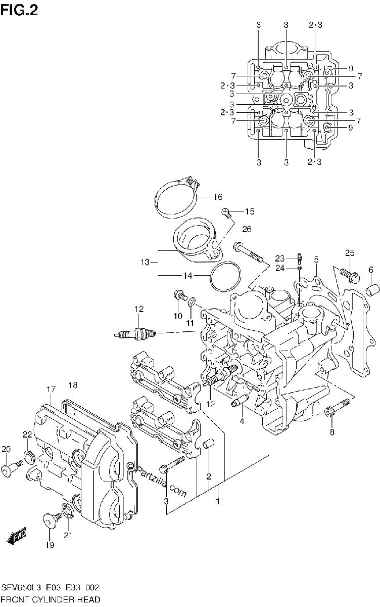 Diagrama de FRONT CYLINDER HEAD