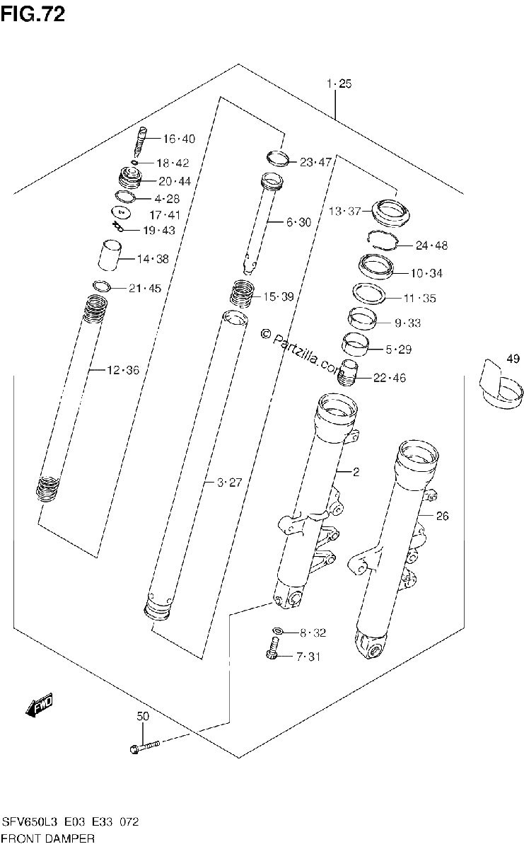 Diagrama de FRONT DAMPER SFV650L3 E33
