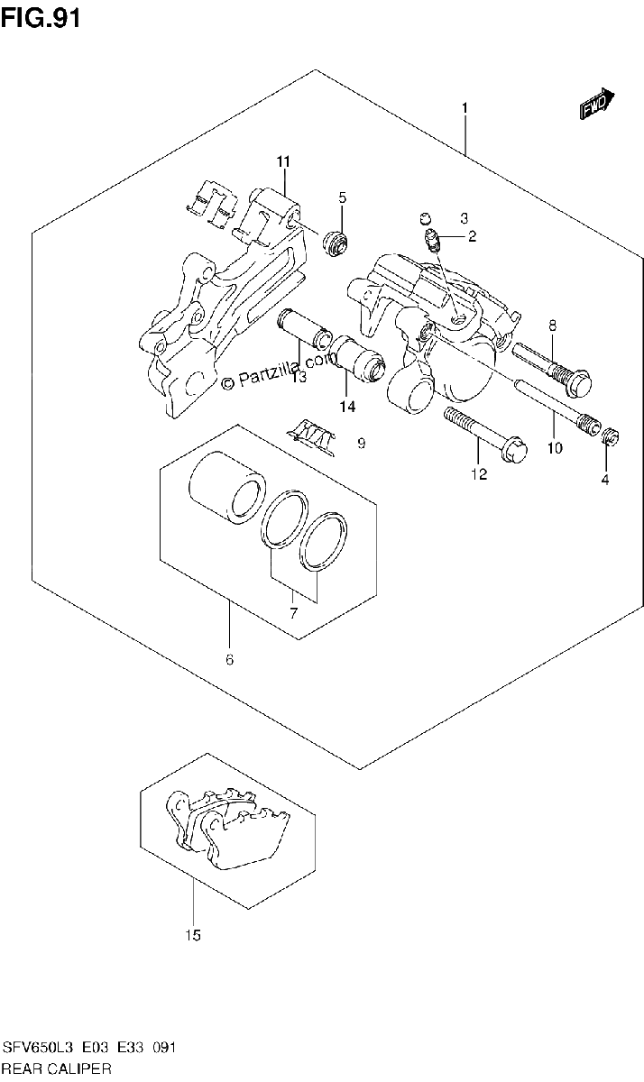 Diagrama de REAR CALIPER SFV650L3 E03